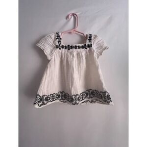 old navy shirt toddler girl 18-24 months Beige Gauzy Babydoll Embroidered School